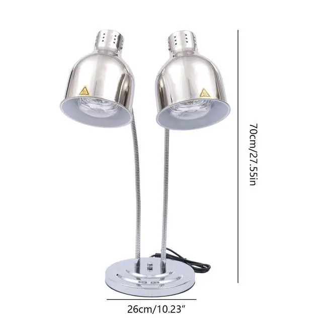 Alt view image 4 of 6 - Food Heat Lamp 2-Head Electric Heating Lamp 500W Commercial Food Warmer Lamp for Food Electric Warming Lights for Restaurant, Buffet, Catering, Kitchen & Home Use (Silver)
