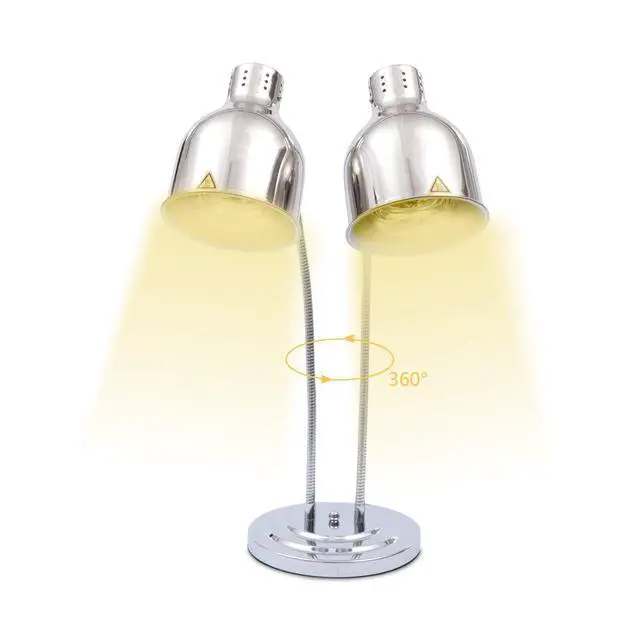Alt view image 5 of 6 - Food Heat Lamp 2-Head Electric Heating Lamp 500W Commercial Food Warmer Lamp for Food Electric Warming Lights for Restaurant, Buffet, Catering, Kitchen & Home Use (Silver)