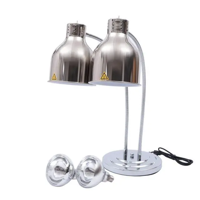 Alt view image 6 of 6 - Food Heat Lamp 2-Head Electric Heating Lamp 500W Commercial Food Warmer Lamp for Food Electric Warming Lights for Restaurant, Buffet, Catering, Kitchen & Home Use (Silver)
