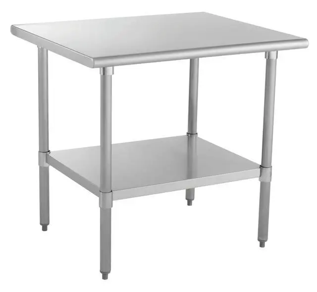 Alt view image 2 of 5 - Stainless Steel Kitchen Prep Table 48"x24" with Undershelf, NSF Worktable for Restaurants - 18ga/430SS (28W-032)