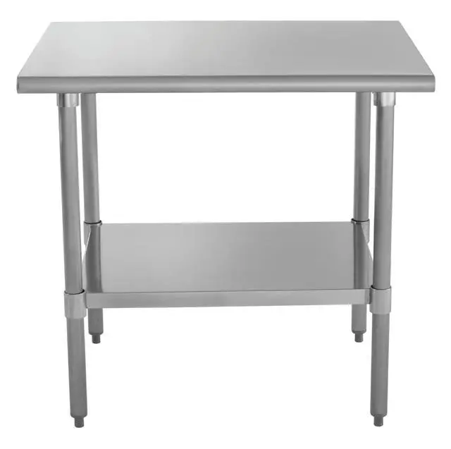 Alt view image 3 of 5 - Stainless Steel Kitchen Prep Table 48"x24" with Undershelf, NSF Worktable for Restaurants - 18ga/430SS (28W-032)