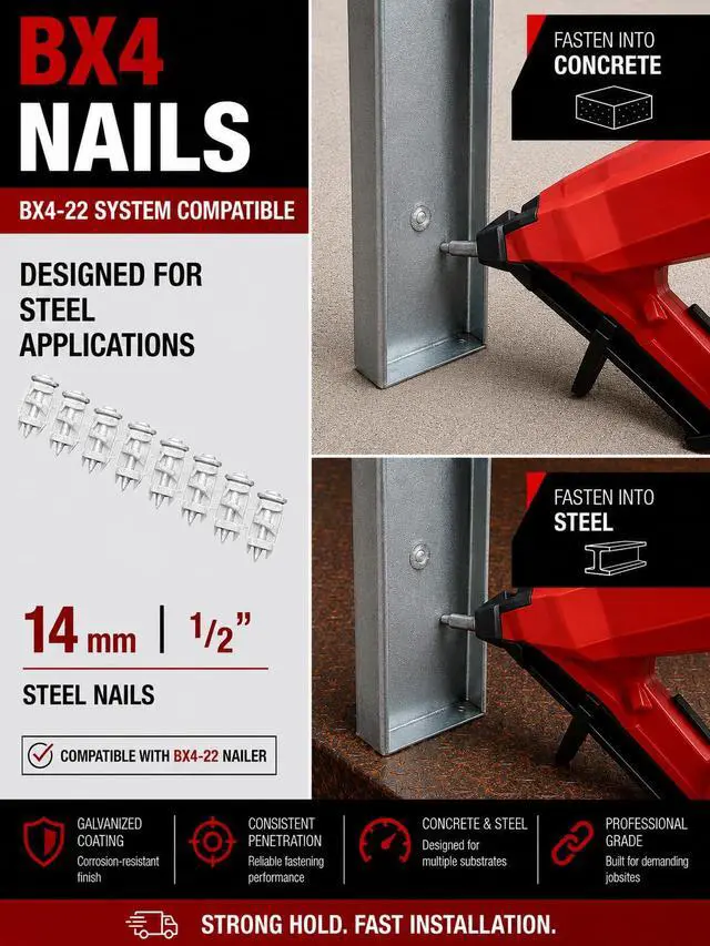 Alt view image 2 of 6 - BX4 ½ Steel Nails for Hilti BX4-1,000 X-S 14 B4 MX Steel Nails