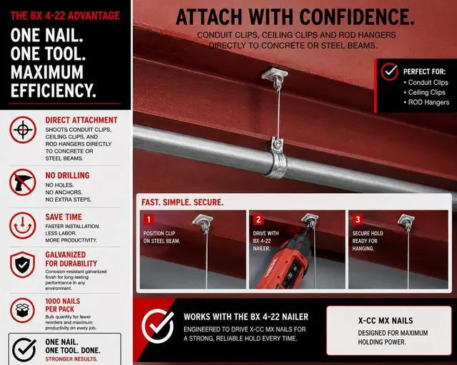 Alt view image 6 of 6 - BX4 ½ Steel Nails for Hilti BX4-1,000 X-S 14 B4 MX Steel Nails