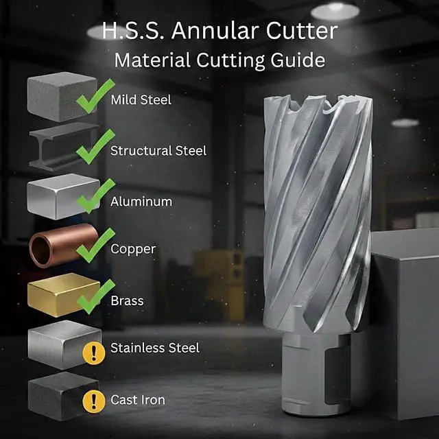 Alt view image 4 of 6 - Accusize HSS Annular Cutter Set, 0519-0055 | 14, 18, 22mm C.D.; 55mm Cut Depth, 19.05mm Weldon Shank, 8 Pcs