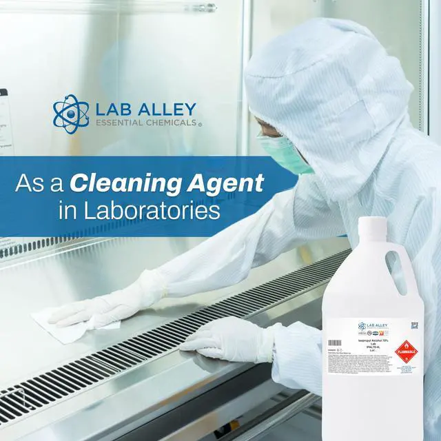 Alt view image 3 of 6 - Isopropyl Alcohol 70% (IPA) Lab Grade, Rubbing Alcohol & Cleaning Solvent for Laboratory, Industrial & Professional Use, Made in USA, 1 Gallon (Pack of 4 x 1 Quart Bottles)