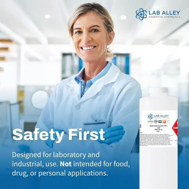Alt view image 4 of 6 - Isopropyl Alcohol 70% (IPA) Lab Grade, Rubbing Alcohol & Cleaning Solvent for Laboratory, Industrial & Professional Use, Made in USA, 1 Gallon (Pack of 4 x 1 Quart Bottles)