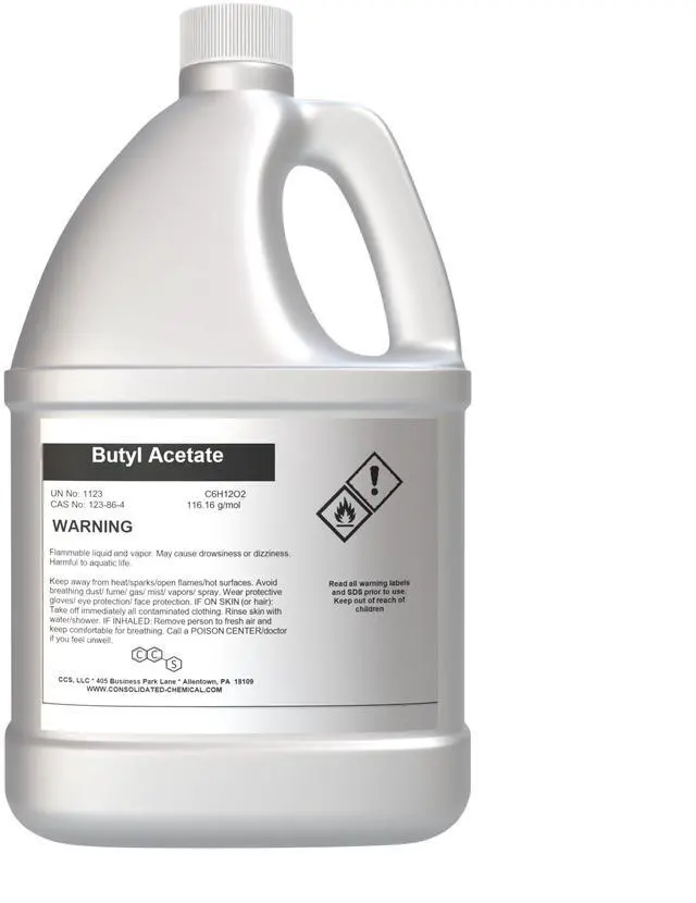 Main image of N-Butyl Acetate | Purity: 99%. New Tamper-Evident Sealed Bottles | Solvent for Paints, Lacquers, Varnishes, Resins, Gums, Vegetable Oils - 1 Gallon (128 Fl Oz)