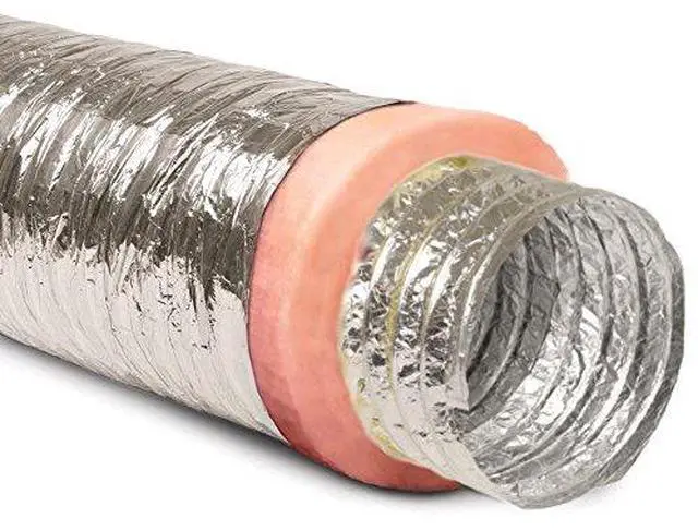 Main image of 8'' Inch Flexible Aluminum Ducting Hose Insulated R-8.0 Air Duct Pipe for for Heavy Duty HVAC & Exhaust Ductwork Insulation - 25' Feet Long - in Accordance with UL 181, R-8.0 Pink