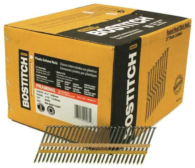 Main image of Framing Nails, Round Head, 2-3/8-Inch x.113-Inch by 21 Degree Plastic Collated, 5,000-Pack (RH-S8D113EP)