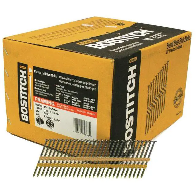 Alt view image 2 of 2 - Framing Nails, Round Head, 2-3/8-Inch x.113-Inch by 21 Degree Plastic Collated, 5,000-Pack (RH-S8D113EP)