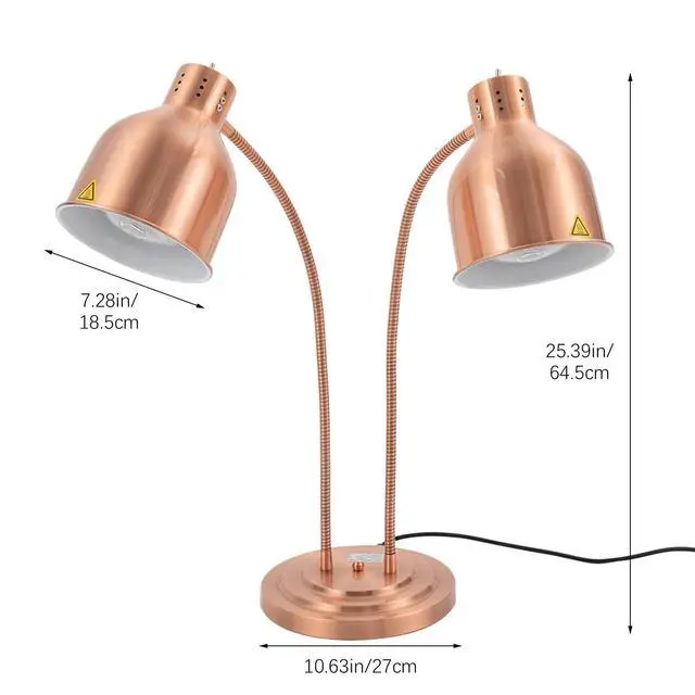 Alt view image 2 of 6 - Food Heat Lamp 2-Head Electric Heating Lamp 500W Commercial Food Warmer Lamp for Food Electric Warming Lights for Restaurant, Buffet, Catering, Kitchen & Home Use (Rose Gold)