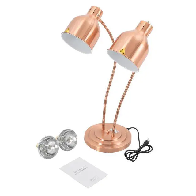 Alt view image 5 of 6 - Food Heat Lamp 2-Head Electric Heating Lamp 500W Commercial Food Warmer Lamp for Food Electric Warming Lights for Restaurant, Buffet, Catering, Kitchen & Home Use (Rose Gold)