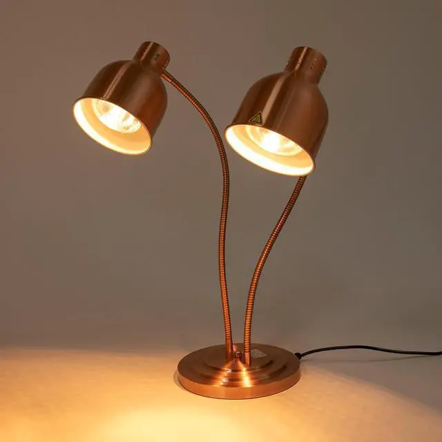 Alt view image 6 of 6 - Food Heat Lamp 2-Head Electric Heating Lamp 500W Commercial Food Warmer Lamp for Food Electric Warming Lights for Restaurant, Buffet, Catering, Kitchen & Home Use (Rose Gold)