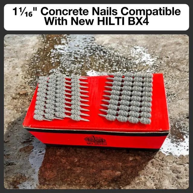 Alt view image 2 of 4 - 1-1/16 Concrete Nails Compatible With Hilti BX4-1,000 Count Flat Head Shoot-Drive Nails with 20µm Galvanized Zinc Coating - Heavy-Duty Construction Fasteners for Commercial & Residential Projects