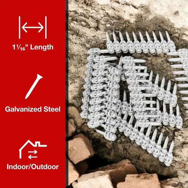 Alt view image 3 of 4 - 1-1/16 Concrete Nails Compatible With Hilti BX4-1,000 Count Flat Head Shoot-Drive Nails with 20µm Galvanized Zinc Coating - Heavy-Duty Construction Fasteners for Commercial & Residential Projects