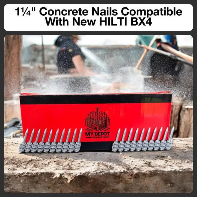 Alt view image 3 of 5 - 1¼ Concrete Nails Compatible With Hilti BX4 1,000 Count Collated Flat Head Shoot-Drive Nails with Hardened Steel Shank Heavy-Duty Fasteners for Concrete, Masonry & Construction Projects