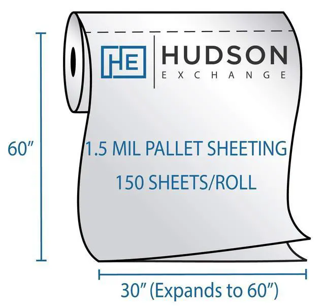 Alt view image 3 of 3 - Hudson Exchange 60" x 60", 1.5 Mil, LDPE Pallet Top Protective Sheeting, Roll of 150