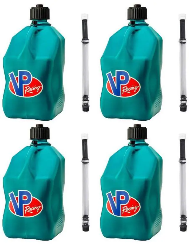 Main image of 3622-CA, 5.5-Gallon Square Motorsport Jug Caribbean w/ 14" Deluxe Hose Close-Trimmed Cap and Neck for Tight Seal (4 Pack)