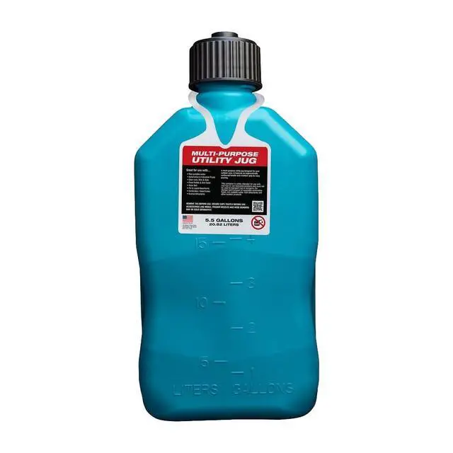 Alt view image 6 of 6 - 3622-CA, 5.5-Gallon Square Motorsport Jug Caribbean w/ 14" Deluxe Hose Close-Trimmed Cap and Neck for Tight Seal (4 Pack)
