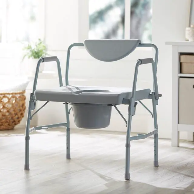 Alt view image 2 of 6 - Heavy-Duty Bariatric Commode Chair with 12 qt Bucket, 1000 lbs Weight Capacity, 23 1/4 in Seat Width, 1 Count
