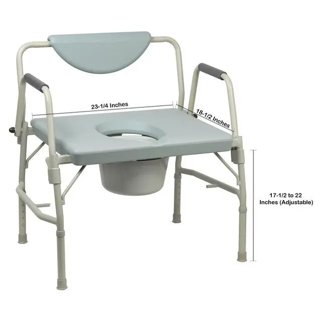 Alt view image 3 of 6 - Heavy-Duty Bariatric Commode Chair with 12 qt Bucket, 1000 lbs Weight Capacity, 23 1/4 in Seat Width, 1 Count