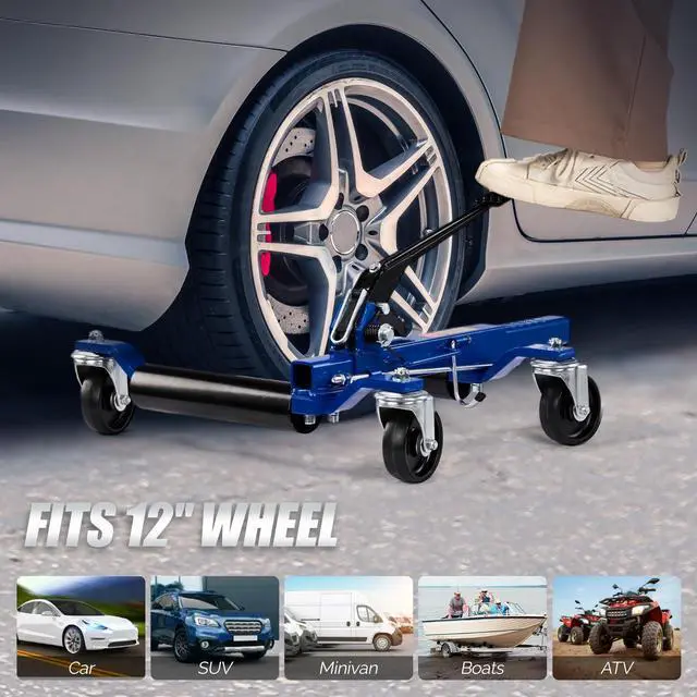 Alt view image 6 of 6 - Car Wheel Dolly Set of 2, Mechanical 3000-lbs Car Wheel Skates, 12'' Wheel Vehicle Positioning Jack, Heavy Duty Rollers, Moving Cars, Trucks, Trailers, Motorcycles, and Boats