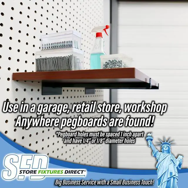 Alt view image 2 of 6 - 12" Pegboard Straight Arm Faceout Hook, Peg Shelf Bracket, Black, 10 Pack