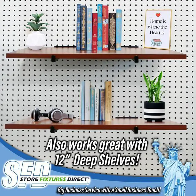 Alt view image 5 of 6 - 12" Pegboard Straight Arm Faceout Hook, Peg Shelf Bracket, Black, 10 Pack