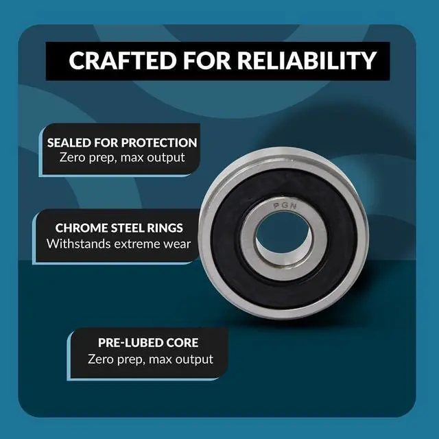 Alt view image 4 of 6 - PGN (100 Pack) 6008-2RS Bearing - Lubricated Chrome Steel Sealed Ball Bearing - 40x68x15mm Bearings with Rubber Seal & High RPM Support