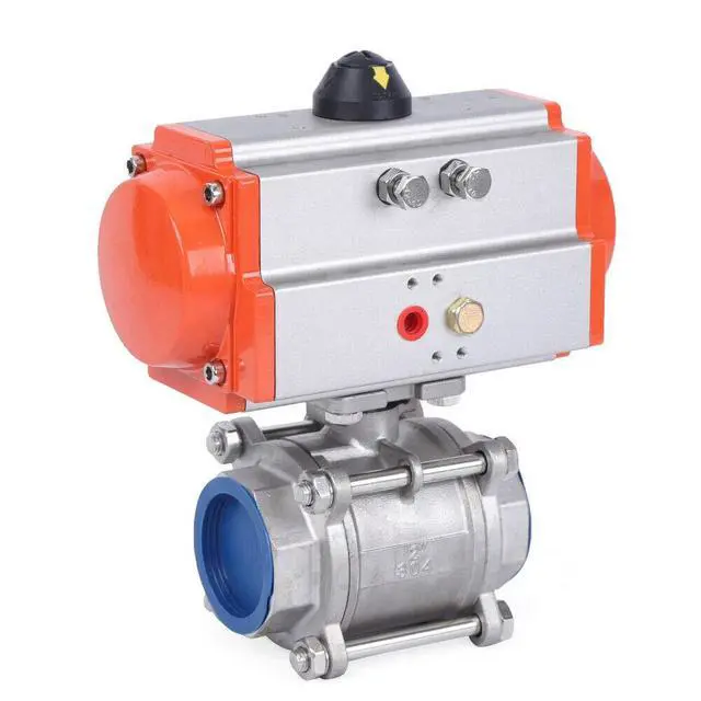 Alt view image 2 of 6 - 2" Pneumatic Actuated Ball Valve Pneumatic Air Actuated Stainless Ball Valve Single Acting Spring Return