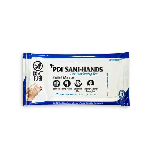 Alt view image 4 of 6 - Healthcare P71520 Sani-Hands Instant Hand Sanitizing Wipes, 48 Count Travel Pack (20 Wipes Each), 5.5" x 8.4" Size (Pack of 960), 70% Ethyl Alcohol, Textured Wipes with Aloe & Vitamin E
