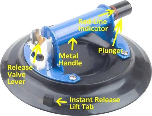 Alt view image 2 of 3 - A Pair of 10" Vacuum Suction Cups for Glass & Granite Lifting,Heavy Duty Glass Lifter with metal Handle,Suction Cup with Hand Pump, with Free Case