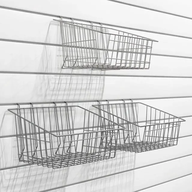 Alt view image 2 of 5 - 13022 15-Inch x 11-Inch Ventilated Wire Basket Designed for PVC Slatwall, 3-Pack Silver