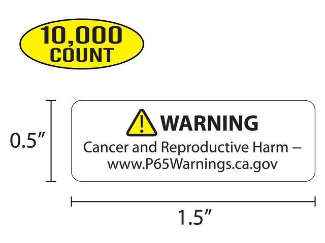 Alt view image 2 of 6 - Proposition 65 Truncated Warning Labels, 0.5 Inch by 1.5 Inch | 10,000 Count