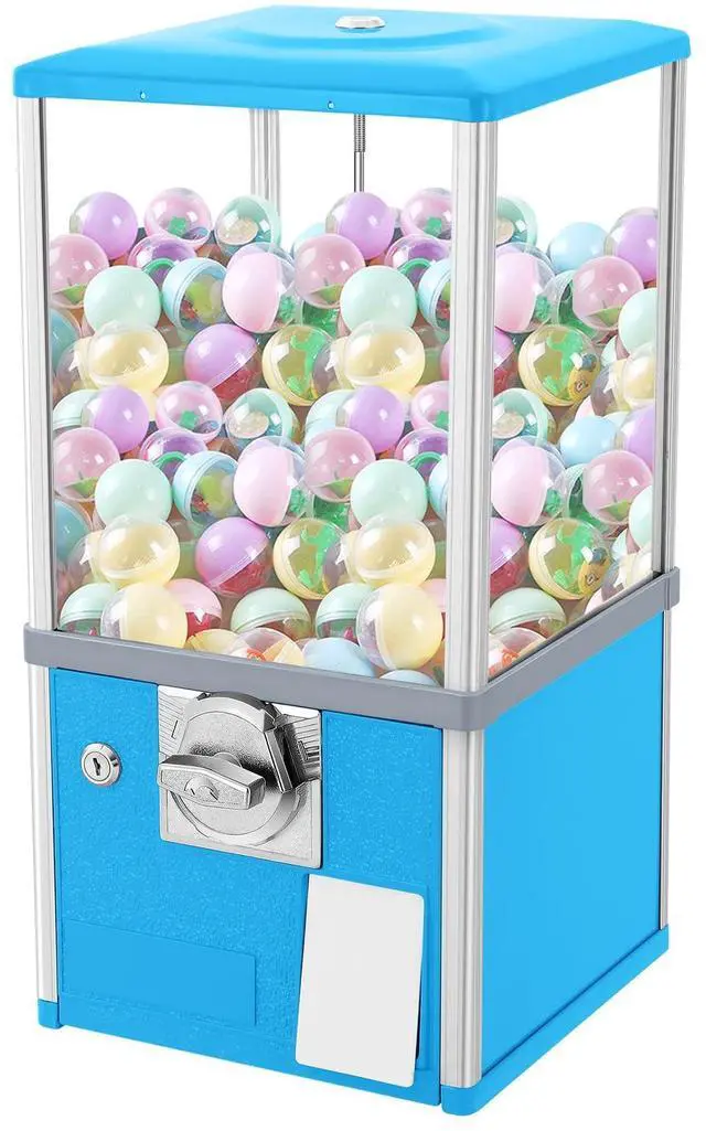 Main image of 25-Cent Vending Machines, Coin Operated Commercial Large Capacity Gumball Machine Commercial Mini Dispenser Prize Machine for Game Stores Retail Stores & Amusement Parks (Blue)