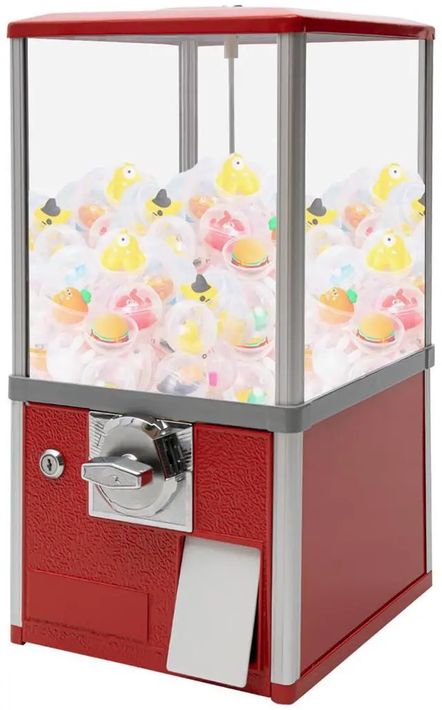 Main image of 25-Cent Vending Machines, Coin Operated Commercial Large Capacity Gumball Machine Commercial Mini Dispenser Prize Machine for Game Stores Retail Stores & Amusement Parks (Red)