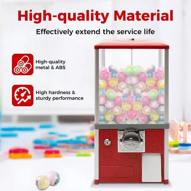 Alt view image 4 of 6 - 25-Cent Vending Machines, Coin Operated Commercial Large Capacity Gumball Machine Commercial Mini Dispenser Prize Machine for Game Stores Retail Stores & Amusement Parks (Red)