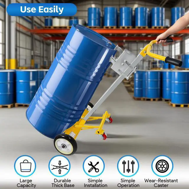 Alt view image 2 of 6 - 55 Gallon Drum Dolly, 4 Wheels Upgraded Heavy-Duty Barrel Dolly, 1200lbs Steel Bucket Dollies for Garages Warehouse Workshopp, Stable and Easy to Operate