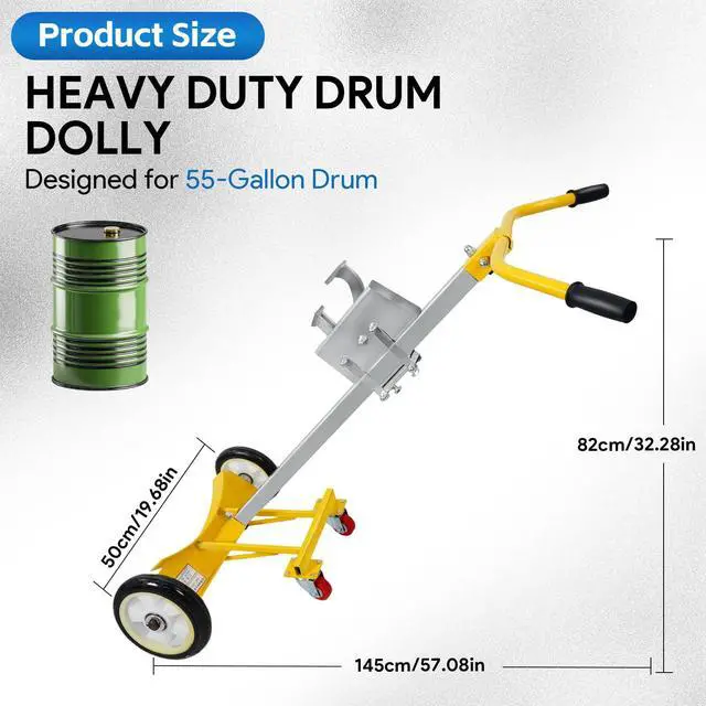 Alt view image 3 of 6 - 55 Gallon Drum Dolly, 4 Wheels Upgraded Heavy-Duty Barrel Dolly, 1200lbs Steel Bucket Dollies for Garages Warehouse Workshopp, Stable and Easy to Operate