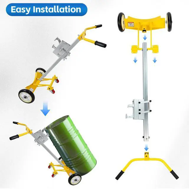 Alt view image 6 of 6 - 55 Gallon Drum Dolly, 4 Wheels Upgraded Heavy-Duty Barrel Dolly, 1200lbs Steel Bucket Dollies for Garages Warehouse Workshopp, Stable and Easy to Operate
