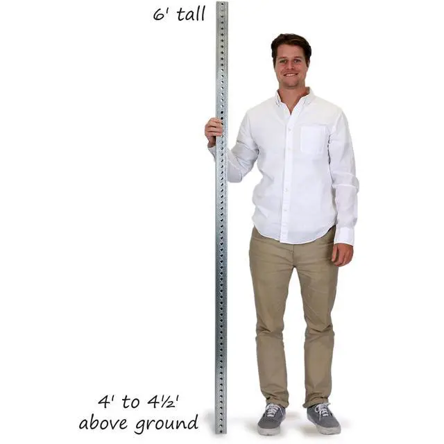 Alt view image 2 of 6 - Square Sign Post - 6 Feet Tall and 1.5" Wide Galvanized Steel Post, 7/16 Inch Diameter Mounting Holes, Made in USA