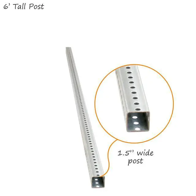 Alt view image 5 of 6 - Square Sign Post - 6 Feet Tall and 1.5" Wide Galvanized Steel Post, 7/16 Inch Diameter Mounting Holes, Made in USA