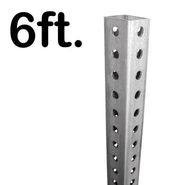 Alt view image 6 of 6 - Square Sign Post - 6 Feet Tall and 1.5" Wide Galvanized Steel Post, 7/16 Inch Diameter Mounting Holes, Made in USA