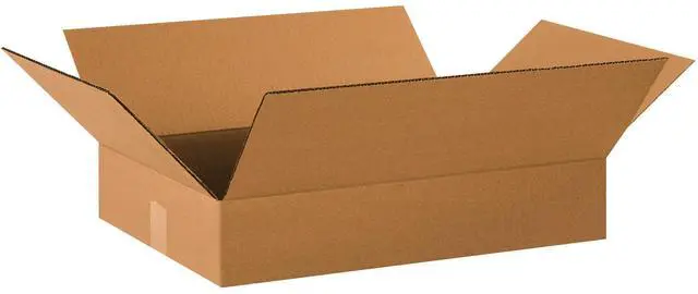 Main image of P2014375PK Flat Corrugated Boxes, 20" L x 14" W x 3" H, Kraft (Pack of 75)