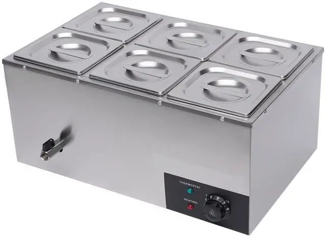 Main image of Countertop Steam Table Food Warmer Stainless Steel Commercial Buffet Warmer 6-Pan 600W Portable Electric Food Warmer Steam Table 19.2Qt(18L) for Restaurants, Catering, Buffets