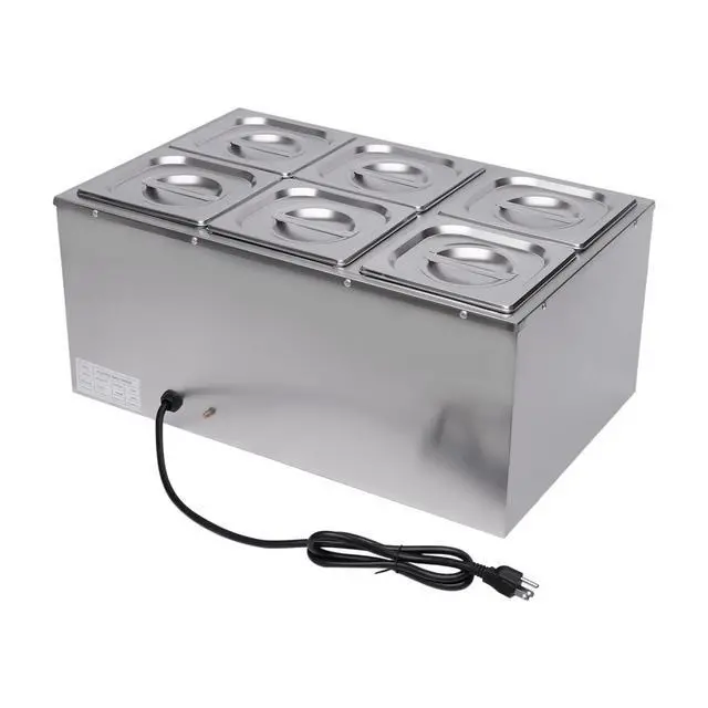 Alt view image 4 of 6 - Countertop Steam Table Food Warmer Stainless Steel Commercial Buffet Warmer 6-Pan 600W Portable Electric Food Warmer Steam Table 19.2Qt(18L) for Restaurants, Catering, Buffets