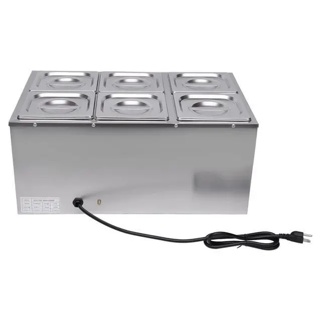 Alt view image 5 of 6 - Countertop Steam Table Food Warmer Stainless Steel Commercial Buffet Warmer 6-Pan 600W Portable Electric Food Warmer Steam Table 19.2Qt(18L) for Restaurants, Catering, Buffets
