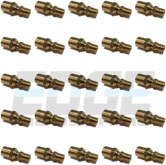 Main image of Brass Reusable Fitting Adapter 1/4" NPTF Male X 3/8" Hose ID X 5/8" Hose OD (Qty 25)