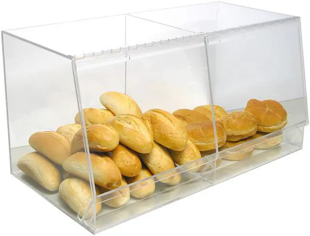Main image of Bulk Bread Storage Display Case 2 Containers for Deli or Convenience Stores, Bakery Sandwich Pastry Donut or bagel with removable crumb cleanout
