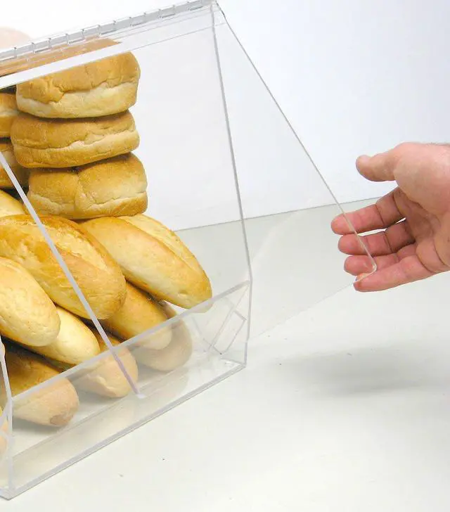 Alt view image 3 of 4 - Bulk Bread Storage Display Case 2 Containers for Deli or Convenience Stores, Bakery Sandwich Pastry Donut or bagel with removable crumb cleanout
